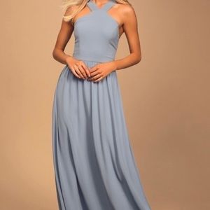 Lulus Air of Romance light blue maxi dress/bridesmaid dress